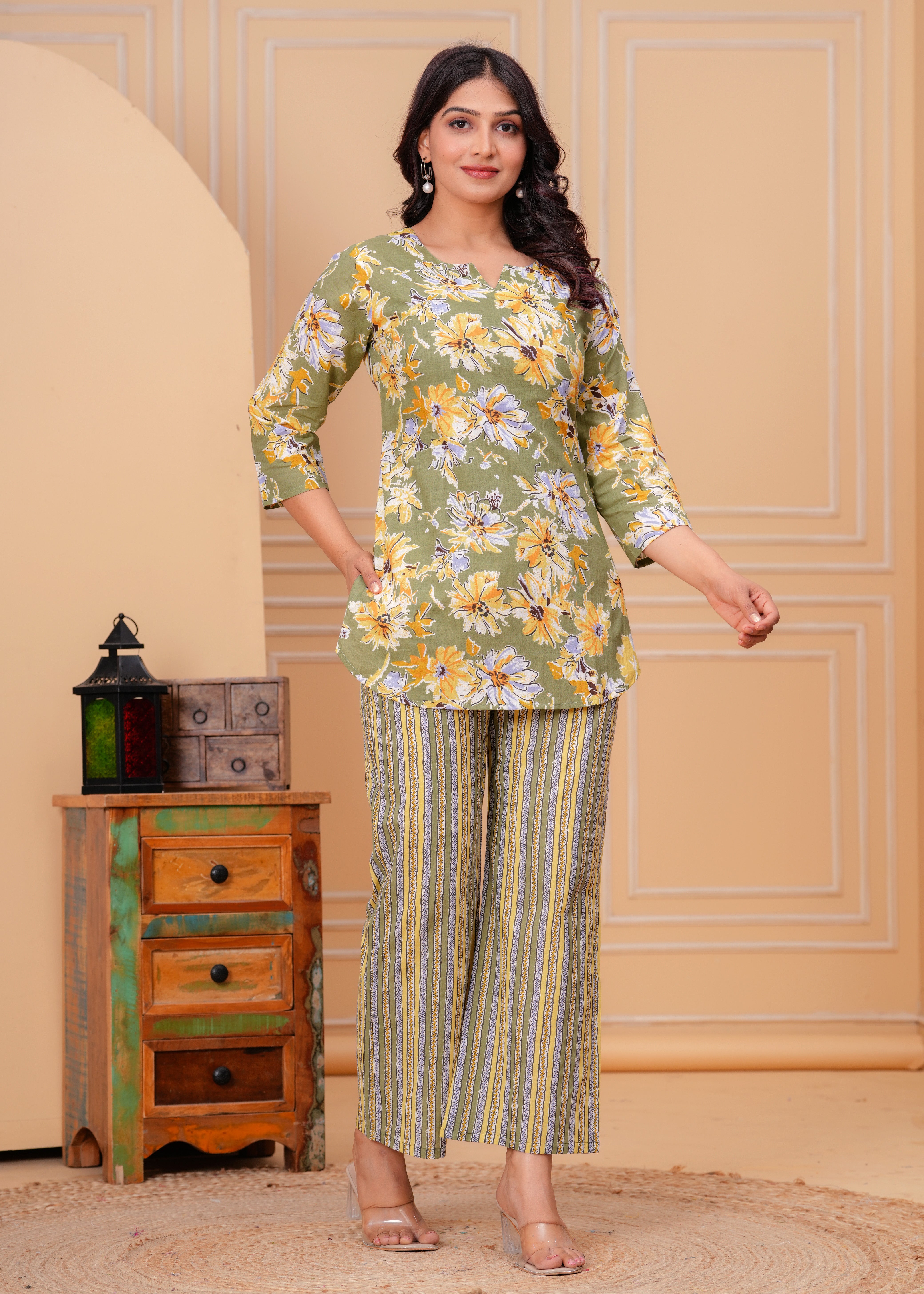 Blooming Green Floral Cotton Printed Co-ord Set